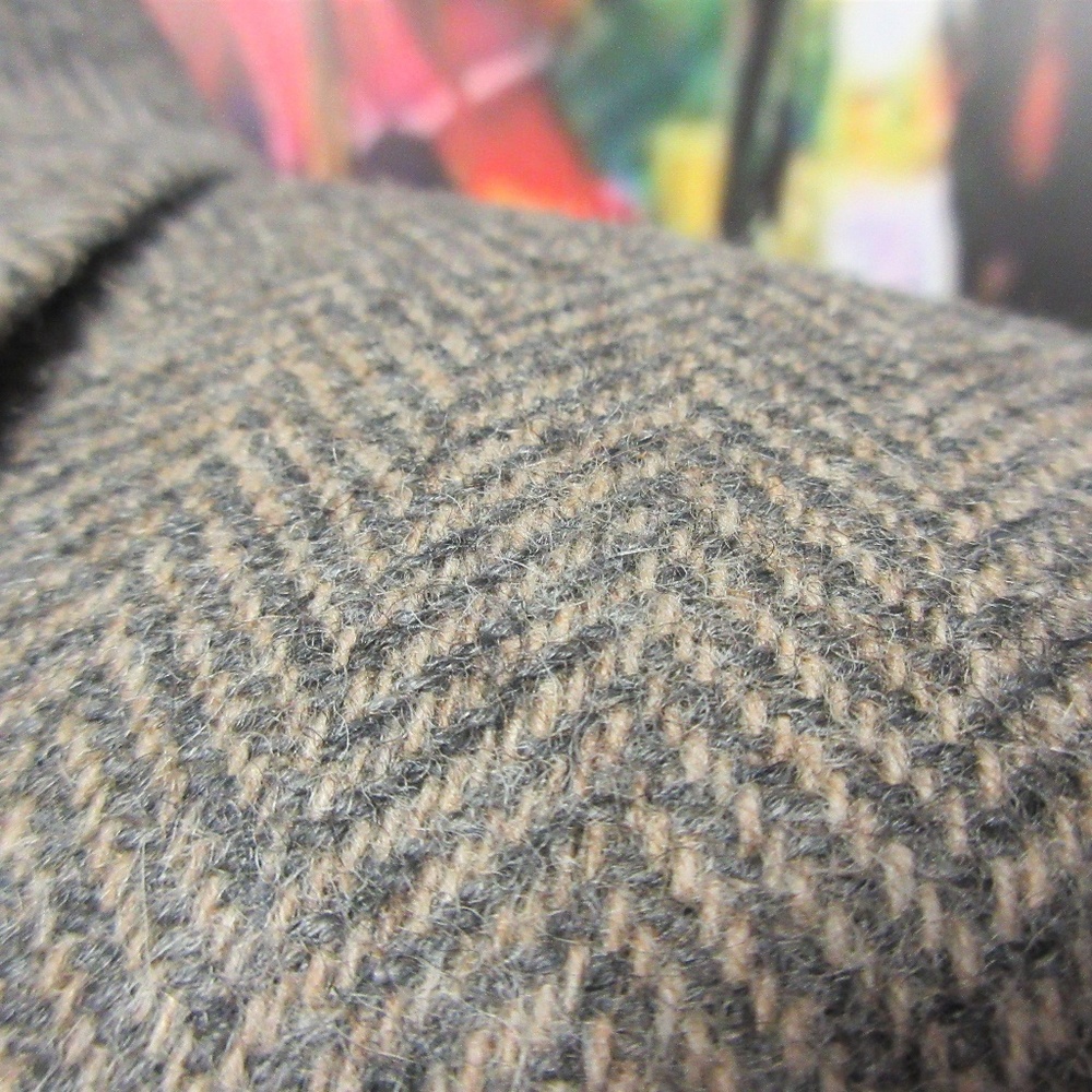 42 R- VTG Mens 100% WOOL SPORT COAT HERRINGBONE - Picture 4 of 7